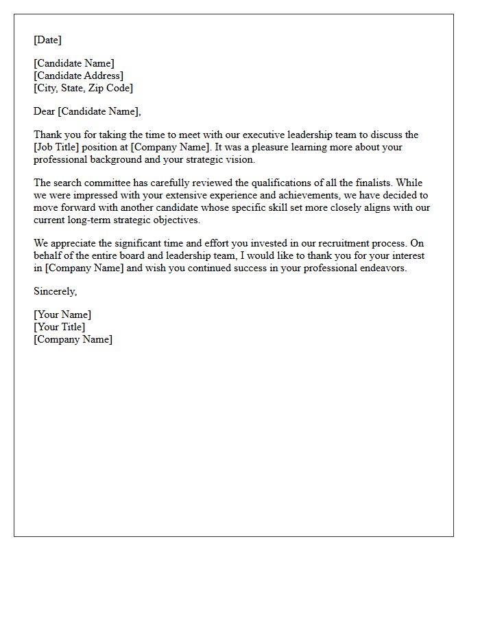 Post-Interview Executive Candidate Rejection Letter