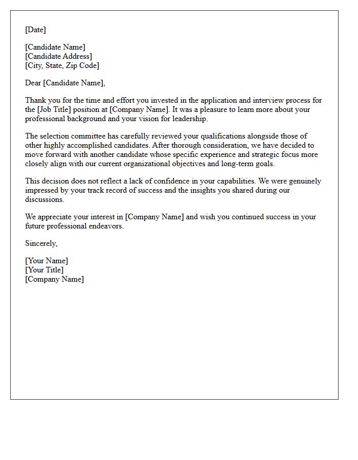 C-Suite Candidate Application Rejection Letter