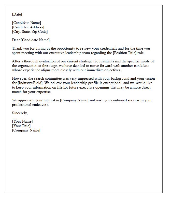 Future Consideration Executive Rejection Letter