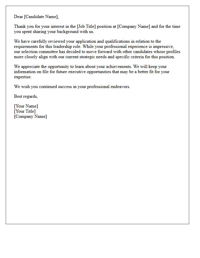 Initial Screening Executive Rejection Letter