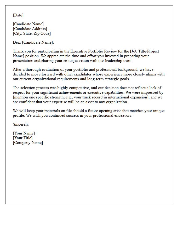 Executive Portfolio Review Rejection Letter
