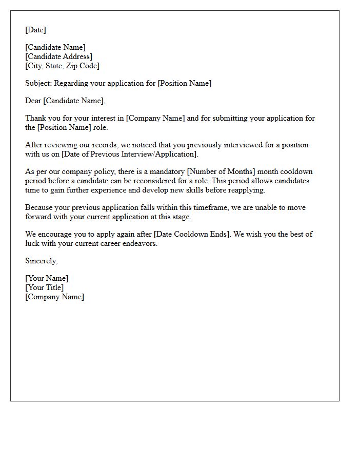 Cooldown Period Reapplication Rejection Letter