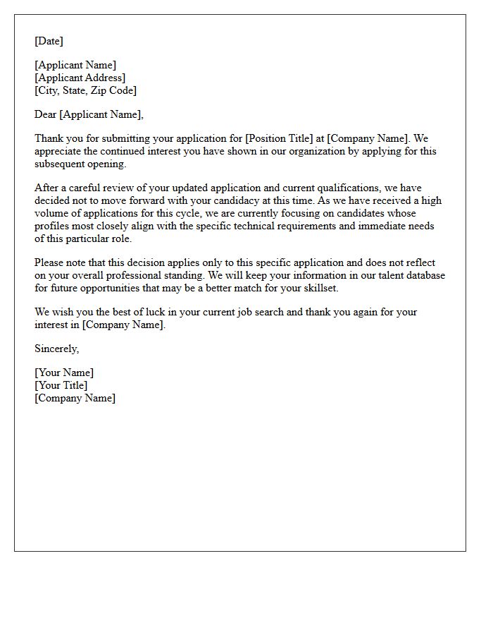 Subsequent Early Application Rejection Letter