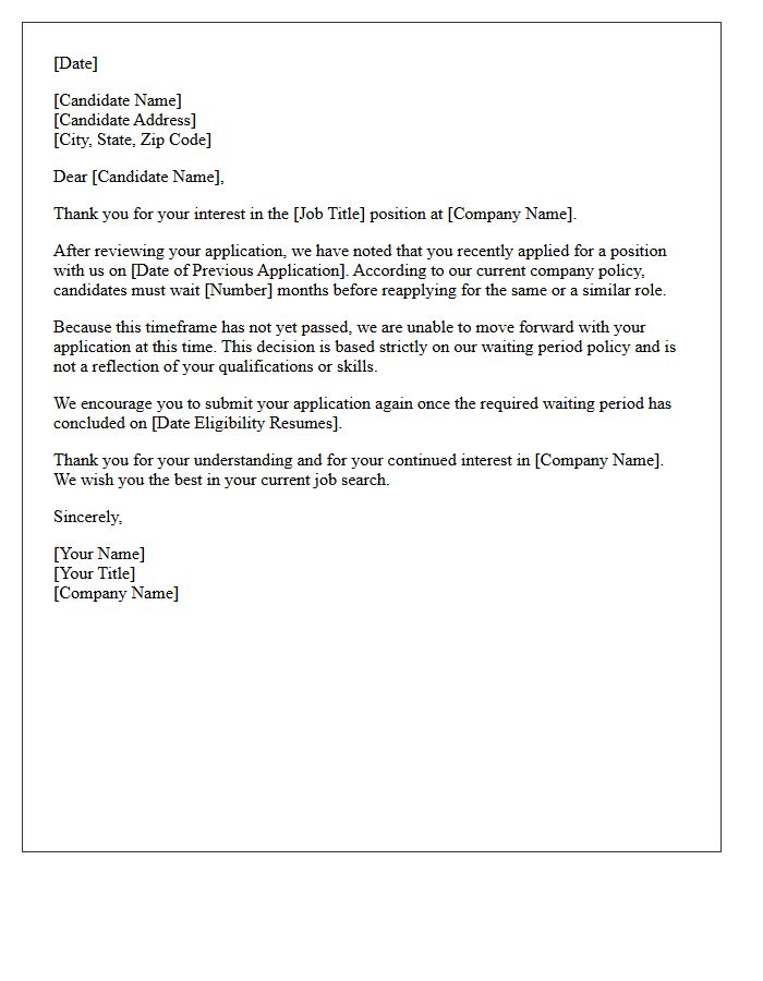 Company Policy Premature Reapplication Rejection Letter