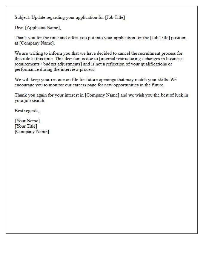 Role Cancellation Applicant Rejection Letter