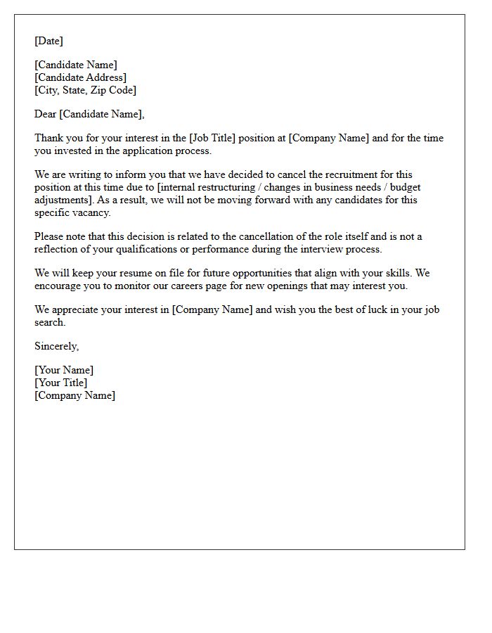 Notice of Position Cancellation and Rejection Letter