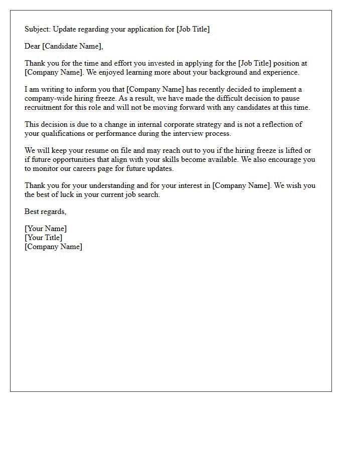 Company-Wide Hiring Freeze Implementation Rejection Letter