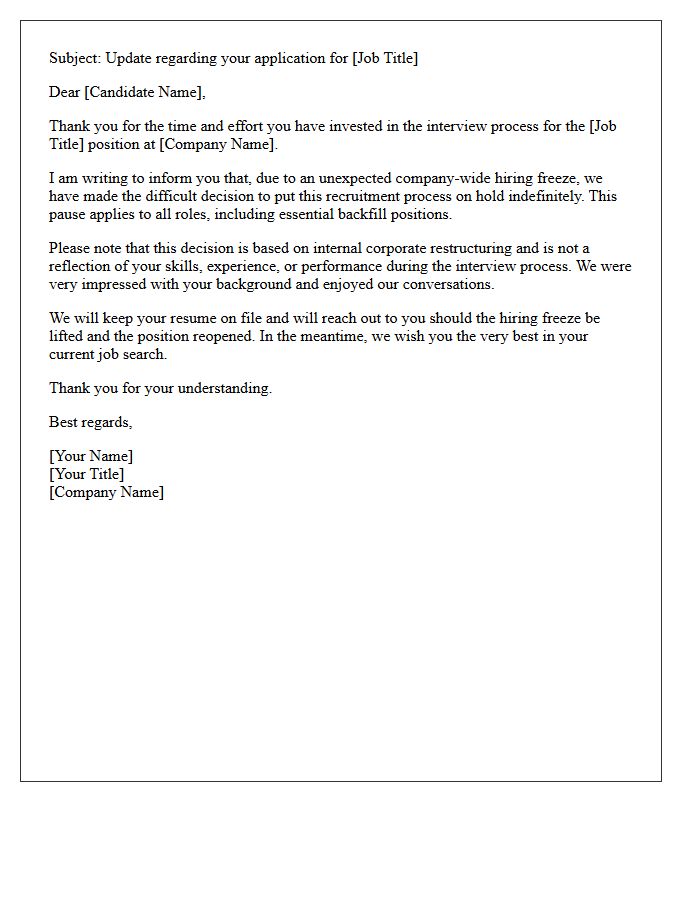 Essential Role Backfill Hiring Freeze Rejection Letter