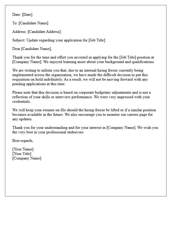 Pending Requisition Hiring Freeze Implementation Rejection Letter