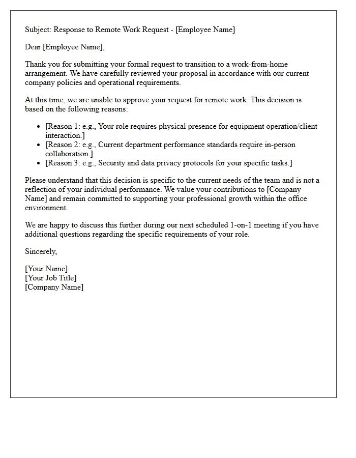 Work From Home Ineligibility Response Letter