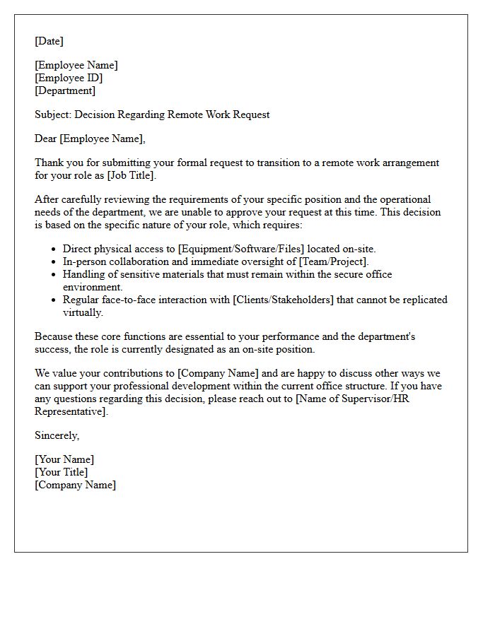 Role-Specific Remote Work Denial Letter