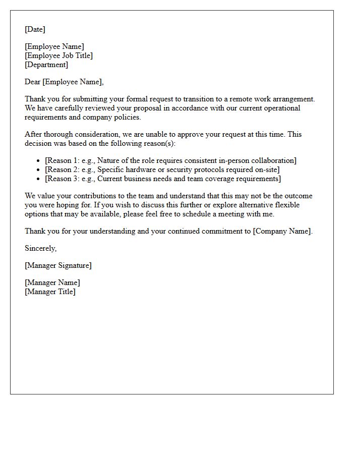 Remote Work Request Rejection Letter