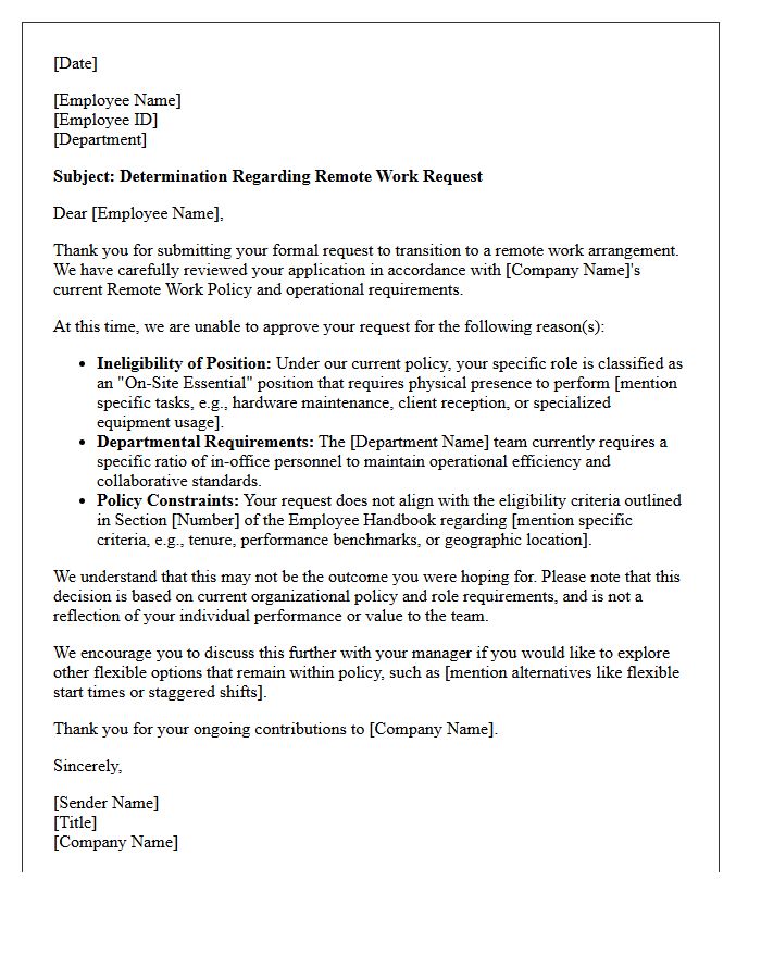 Policy-Based Remote Work Denial Letter