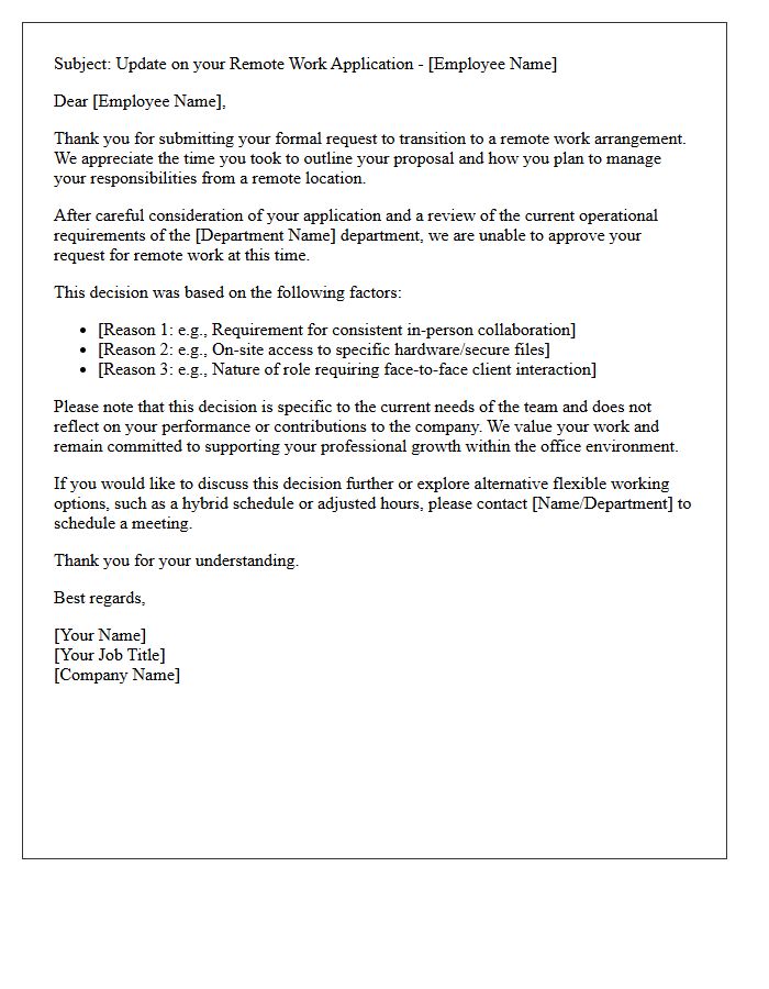 Remote Work Application Rejection Letter