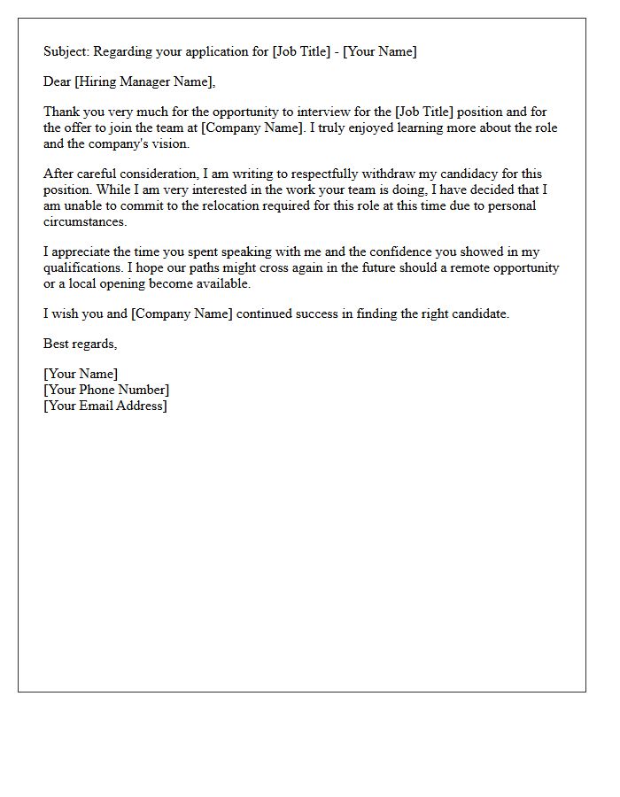Post-Interview Relocation Unwillingness Rejection Letter