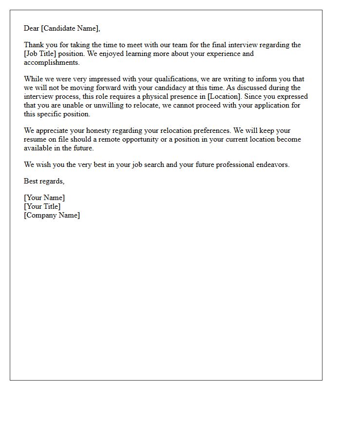 Final Interview Relocation Unwillingness Rejection Letter