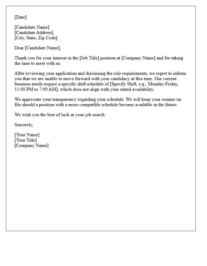 Shift Schedule Mismatch Rejection Letter