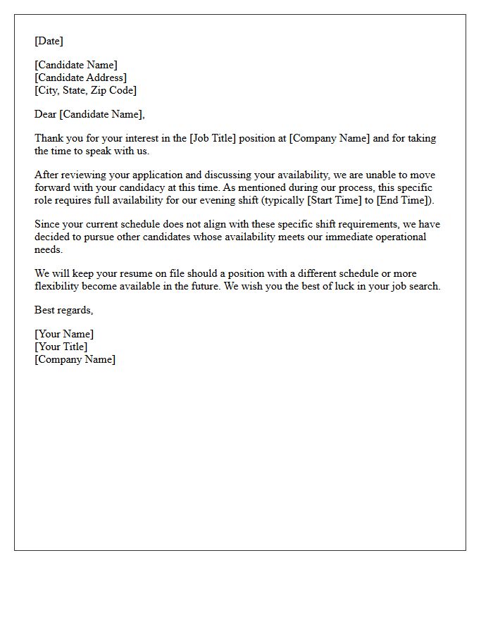 Evening Shift Mismatch Rejection Letter