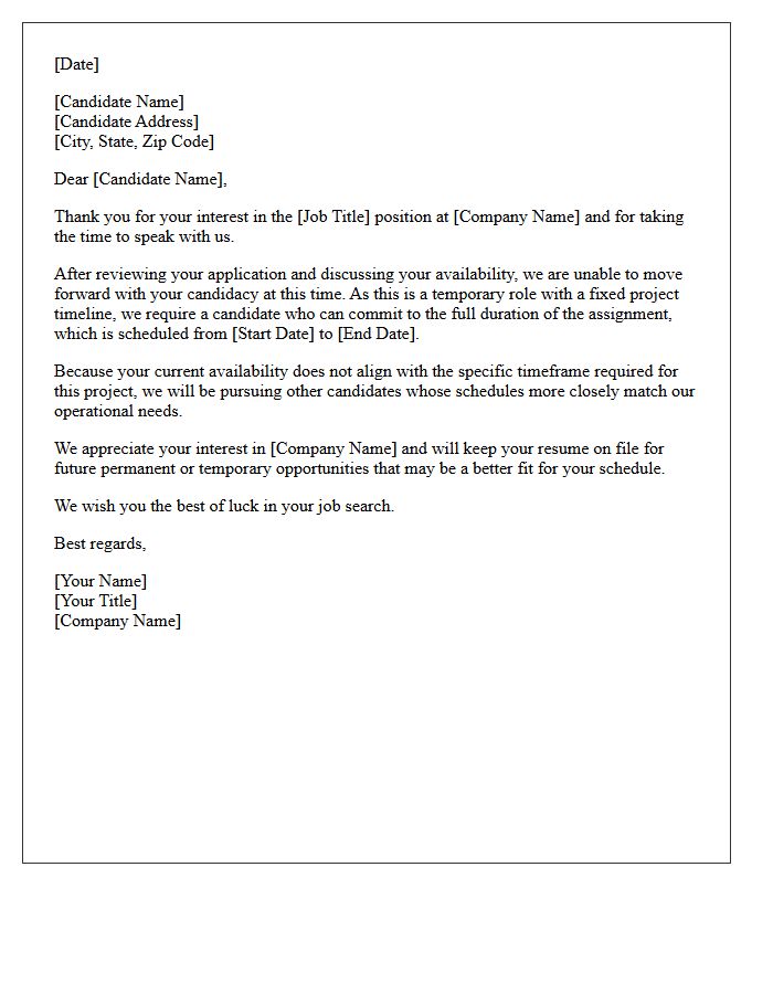 Temporary Role Duration Rejection Letter