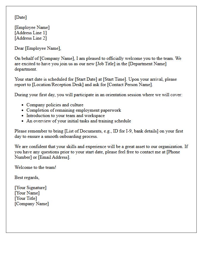 Official Human Resources Welcome Letter