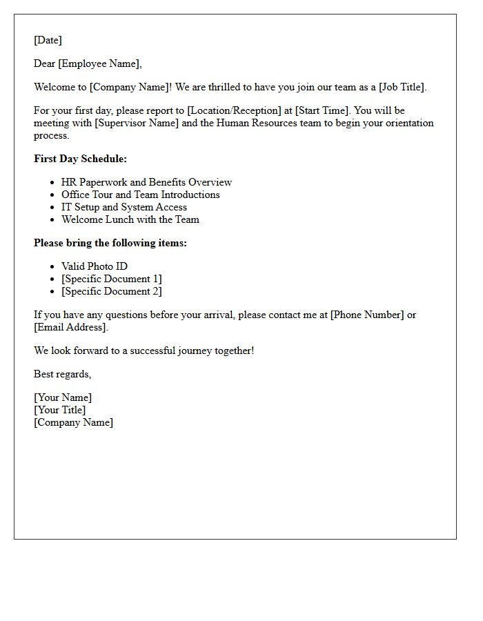 First Day Human Resources Welcome Letter