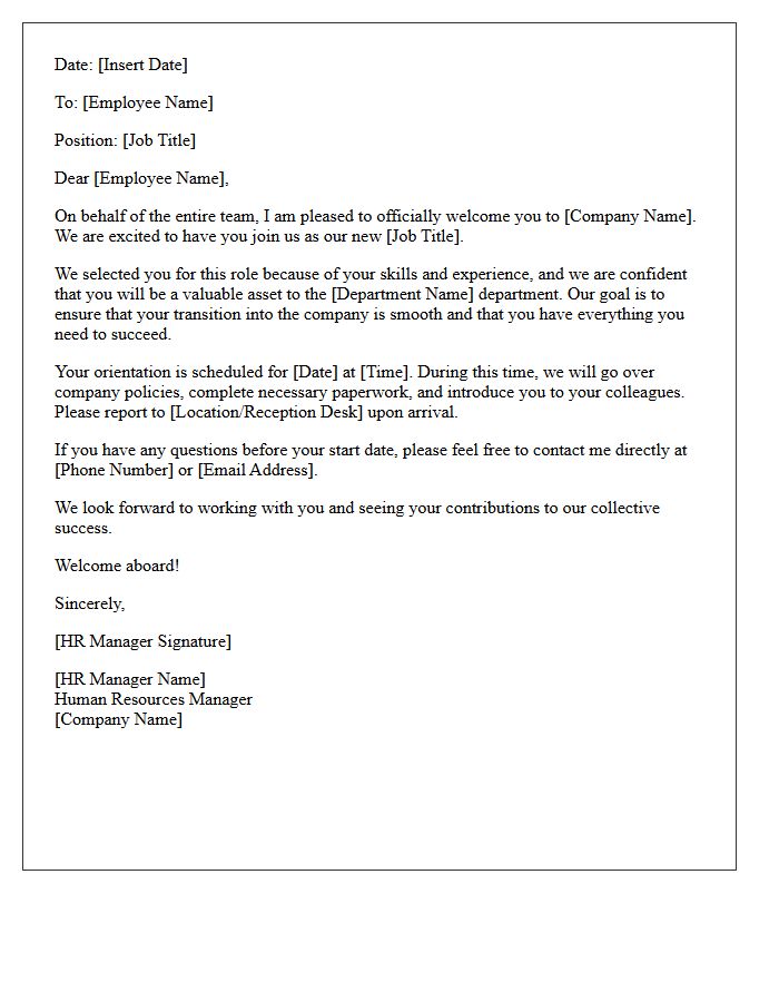 Welcome Letter From The Human Resources Manager