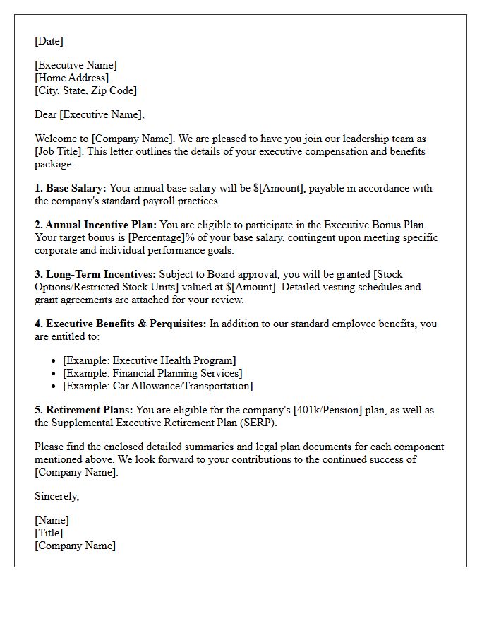 Executive Compensation and Benefits Welcome Letter