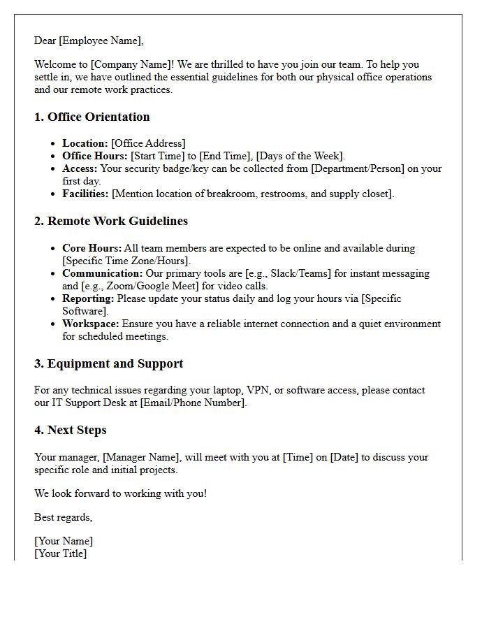 Office Orientation and Remote Guidelines Welcome Letter