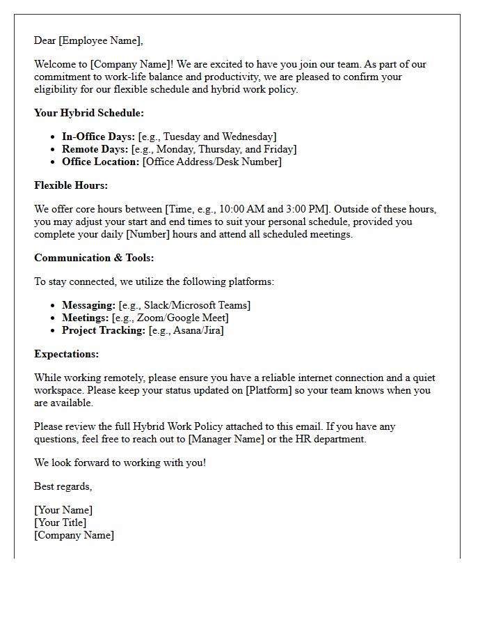 Flexible Schedule and Hybrid Policy Welcome Letter