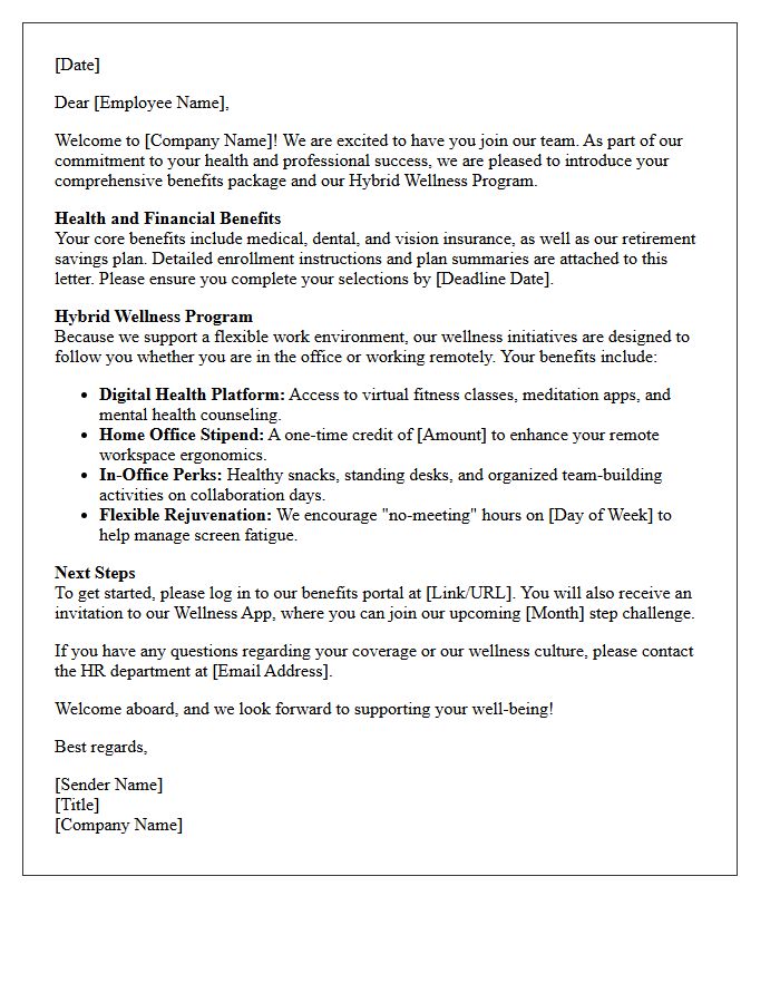 Employee Benefits and Hybrid Wellness Welcome Letter