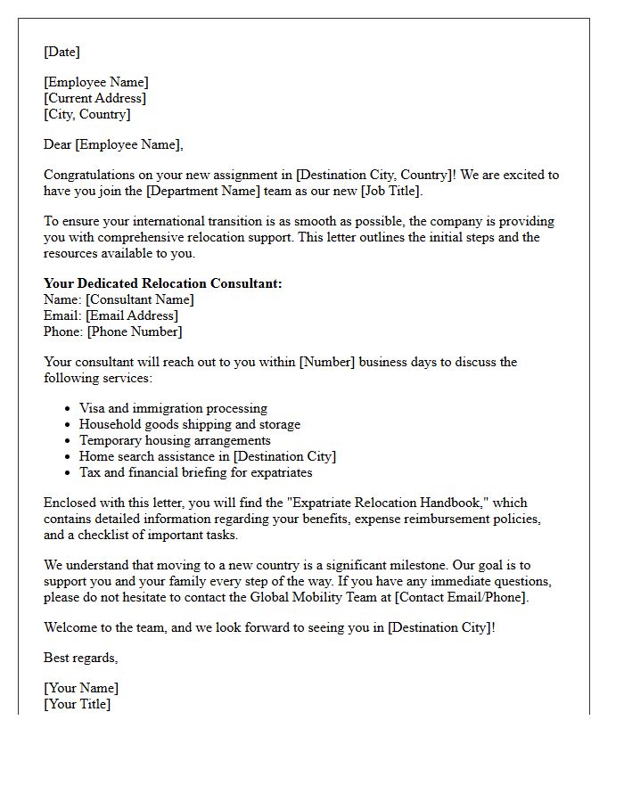 Expatriate Relocation Support Welcome Letter