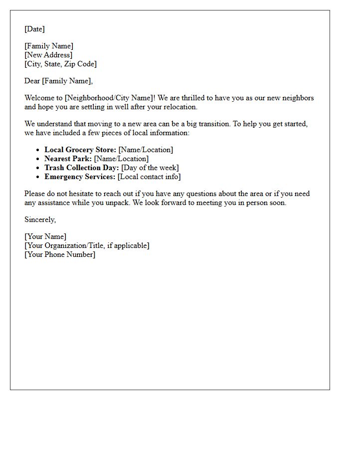 Welcome Letter For Relocating Family
