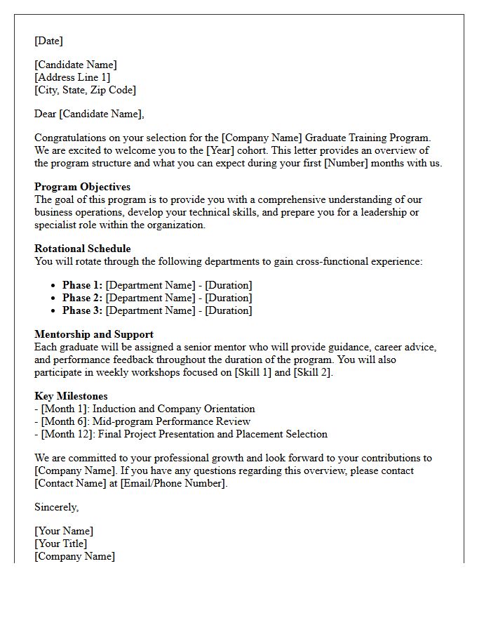 Graduate Training Program Overview Letter