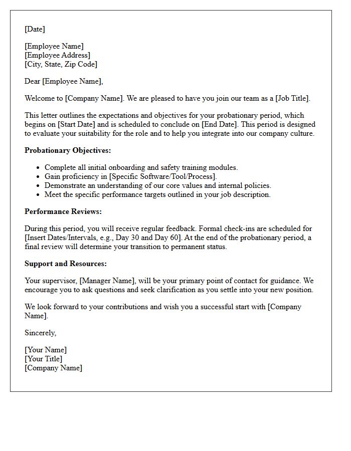 Probationary Expectations and Welcome Letter