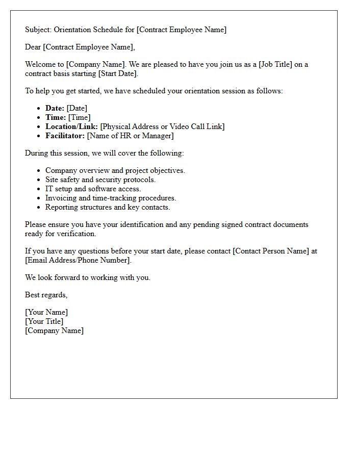 Orientation Letter for Contract Employees