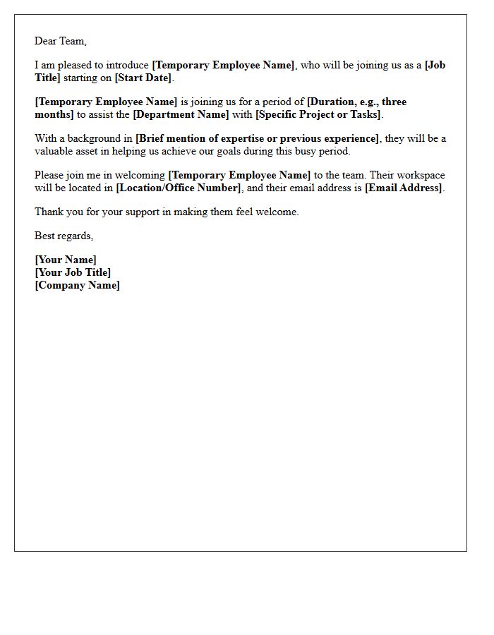 Introduction Letter for Temporary Hires