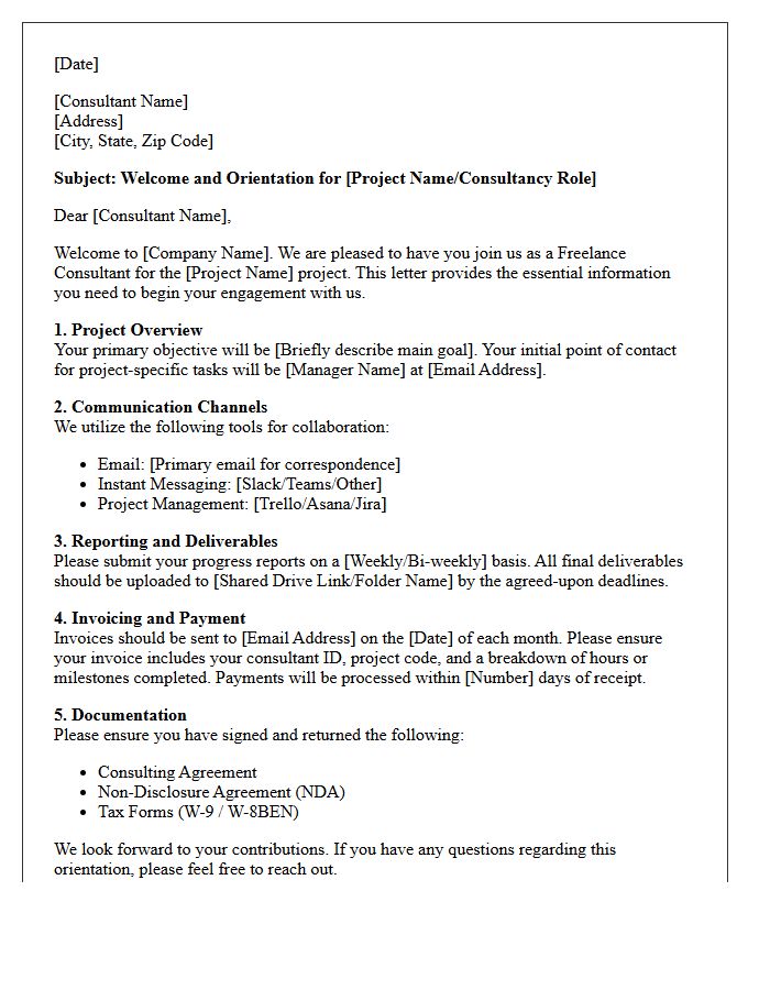Freelance Consultant Orientation Letter