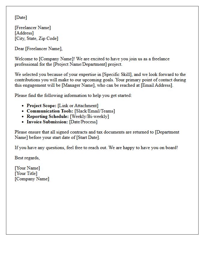 Welcome Letter to Freelance Professional