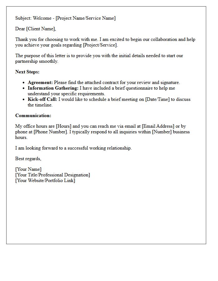 Independent Professional Welcome Letter