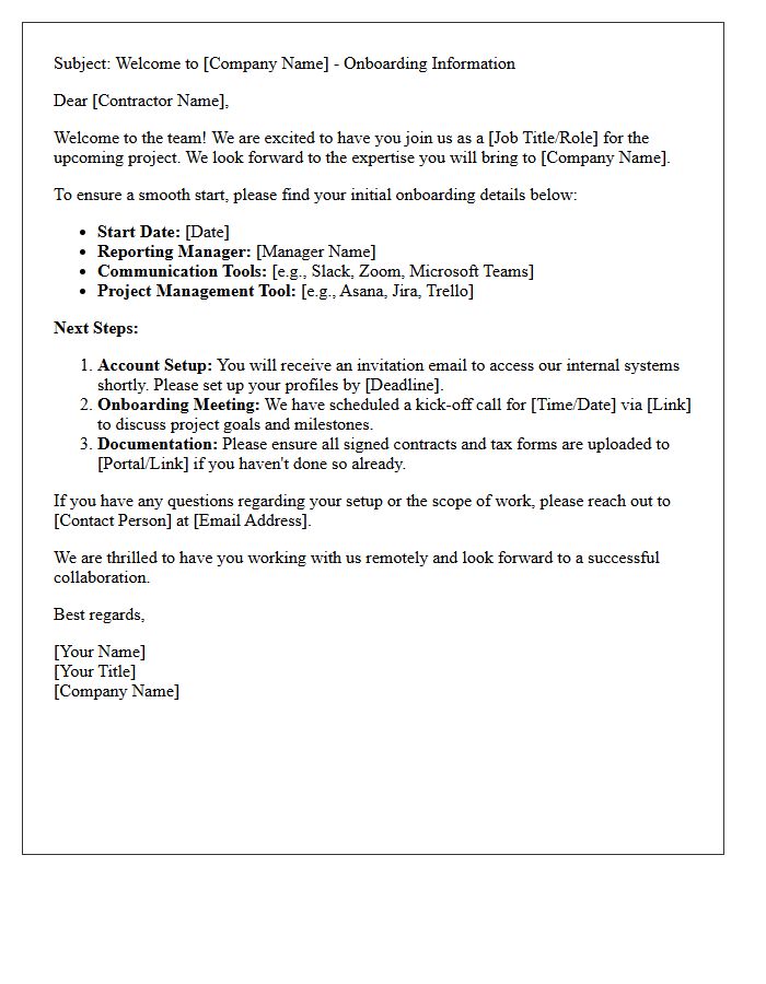 Remote Contractor Onboarding Welcome Letter