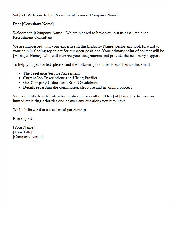 Welcome Letter to Freelance Recruitment Consultant