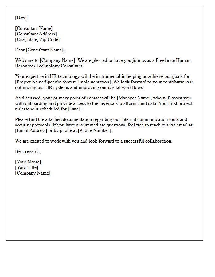 Welcome Letter to Freelance Human Resources Technology Consultant