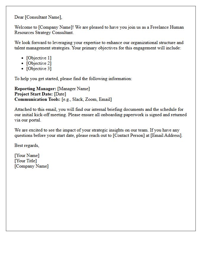 Welcome Letter to Freelance Human Resources Strategy Consultant