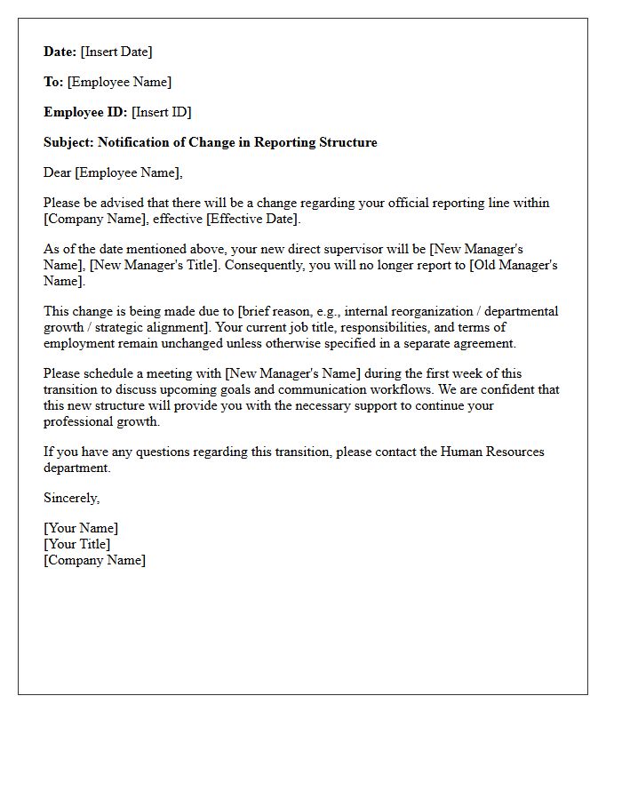 Change of Reporting Structure Letter