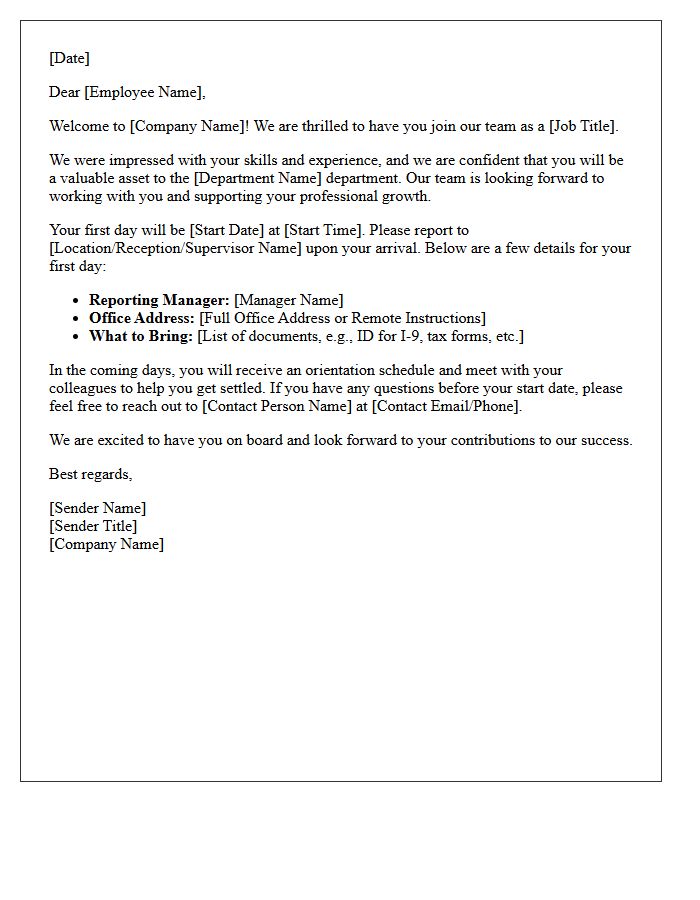 Standard New Hire Welcome Letter