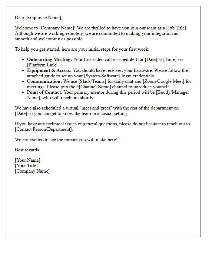 Remote Employee Integration Welcome Letter