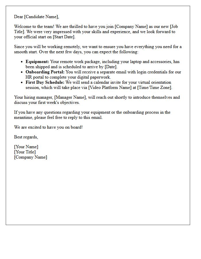 Remote Candidate Pre-Onboarding Welcome Letter