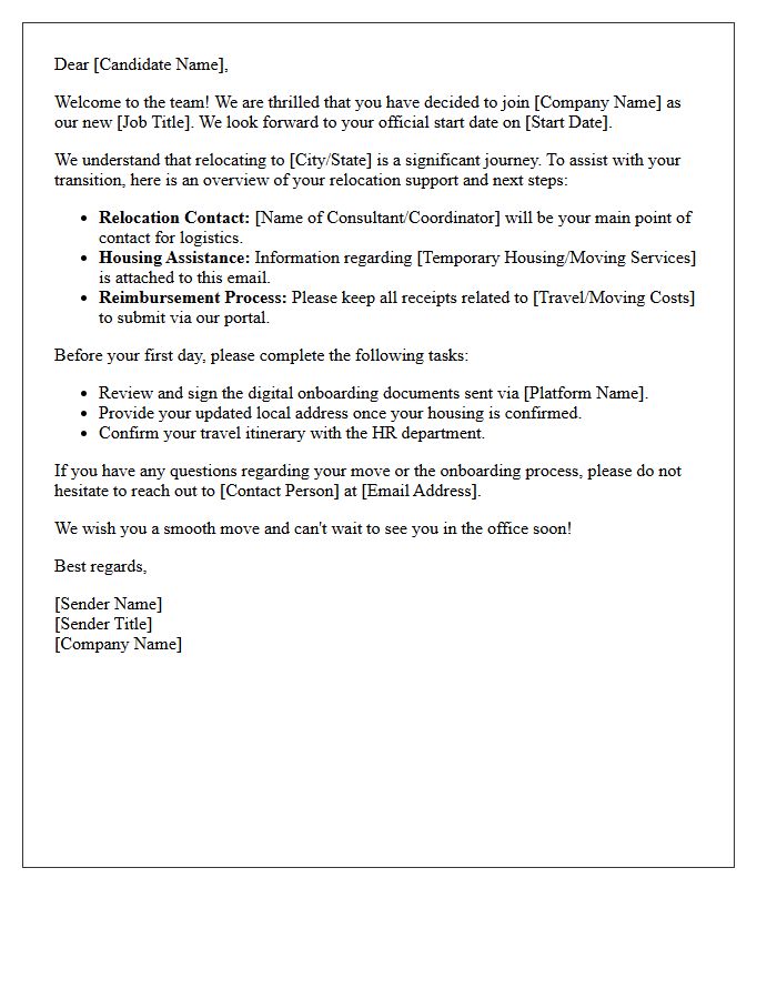 Relocation Pre-Onboarding Welcome Letter