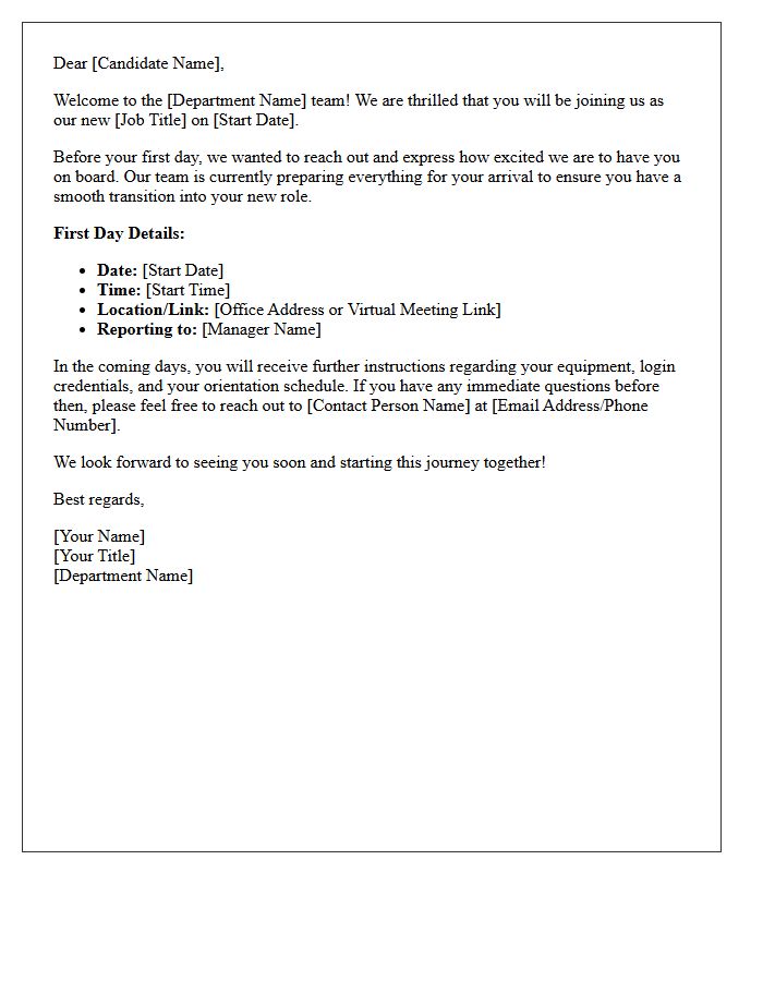 Departmental Pre-Onboarding Welcome Letter