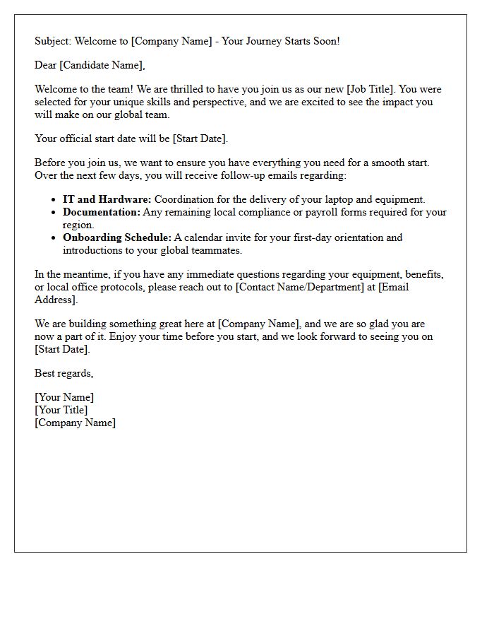 Global Team Pre-Onboarding Welcome Letter